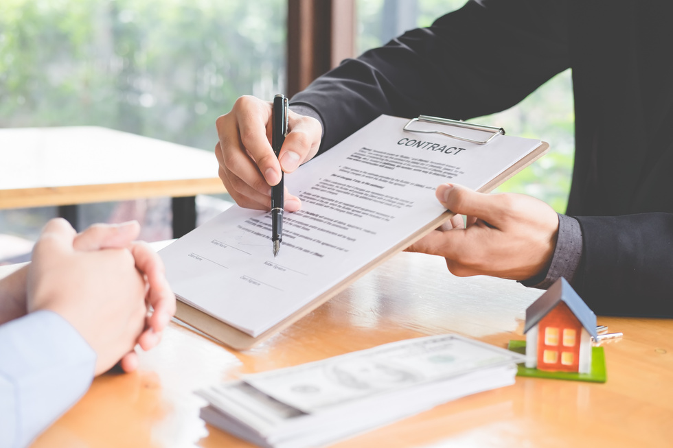 Close up of Business Person Hand Putting Signing Contract,Runnin